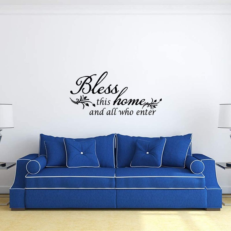Decaltor Bless This Home and All who Enter - Vinyl Wall Decal Entryway Living Room DÃ©cor Art Letters Quotes Stencil - Image 1